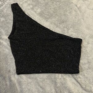 PrettyLittleThing Black Glittery Top